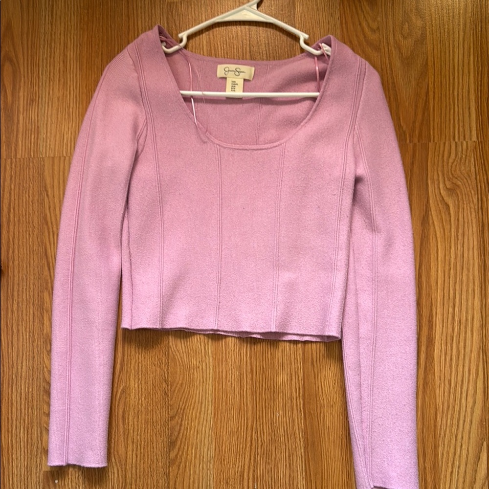Pink Long Sleeve Crop Top